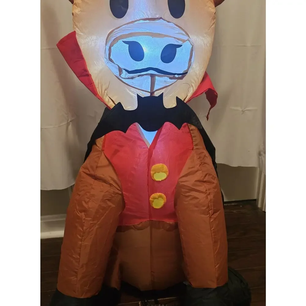 3.5 Foot Highland Cow Vampire Halloween Inflatable With Built In LED Lights